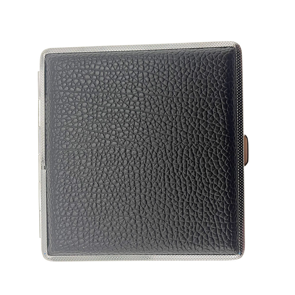 20PCS Portable Black Leather Cigarette Case Double Sided Clip Cigarette Box