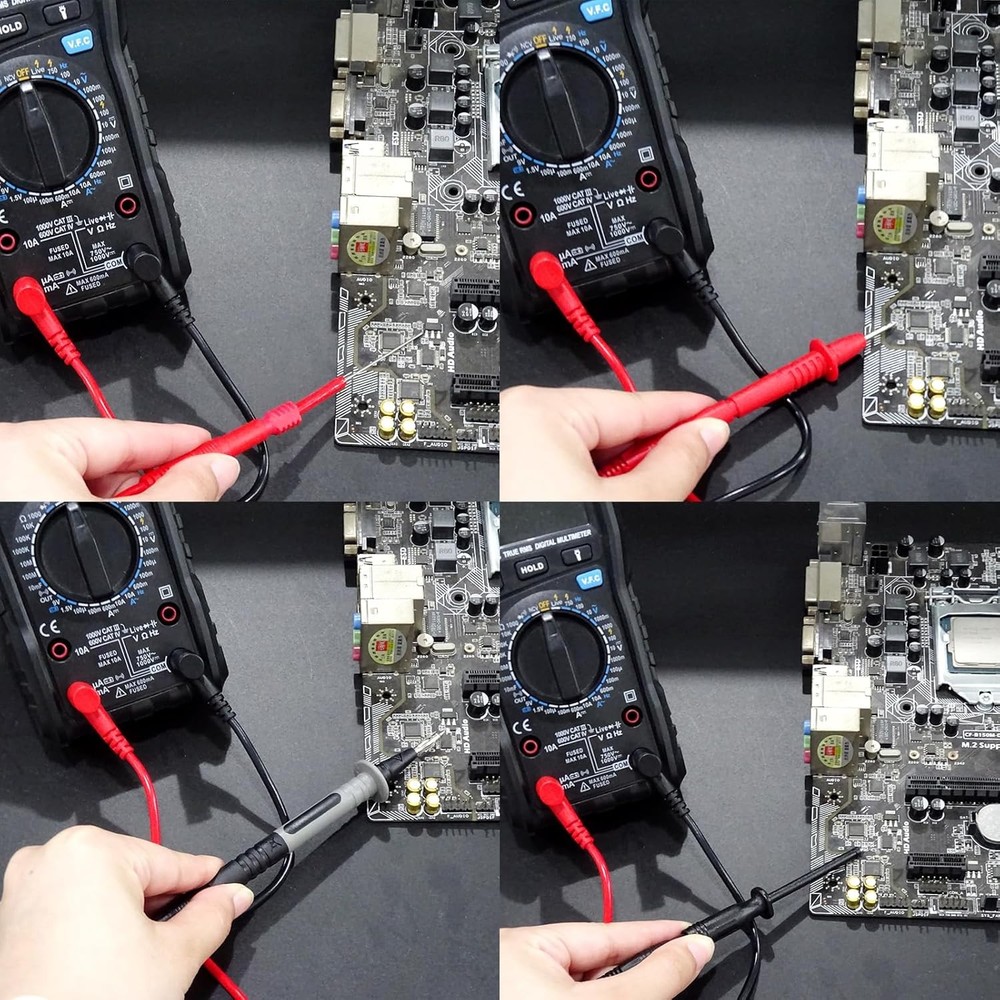 25PCS Silicone Multimeter Test Leads Kit W/ Replaceable Wire Piercing Probes Set