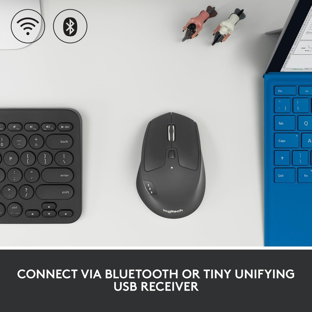Logitech M720 Triathlon Multi-Device Wireless Mouse, Bluetooth, USB Unifying ...