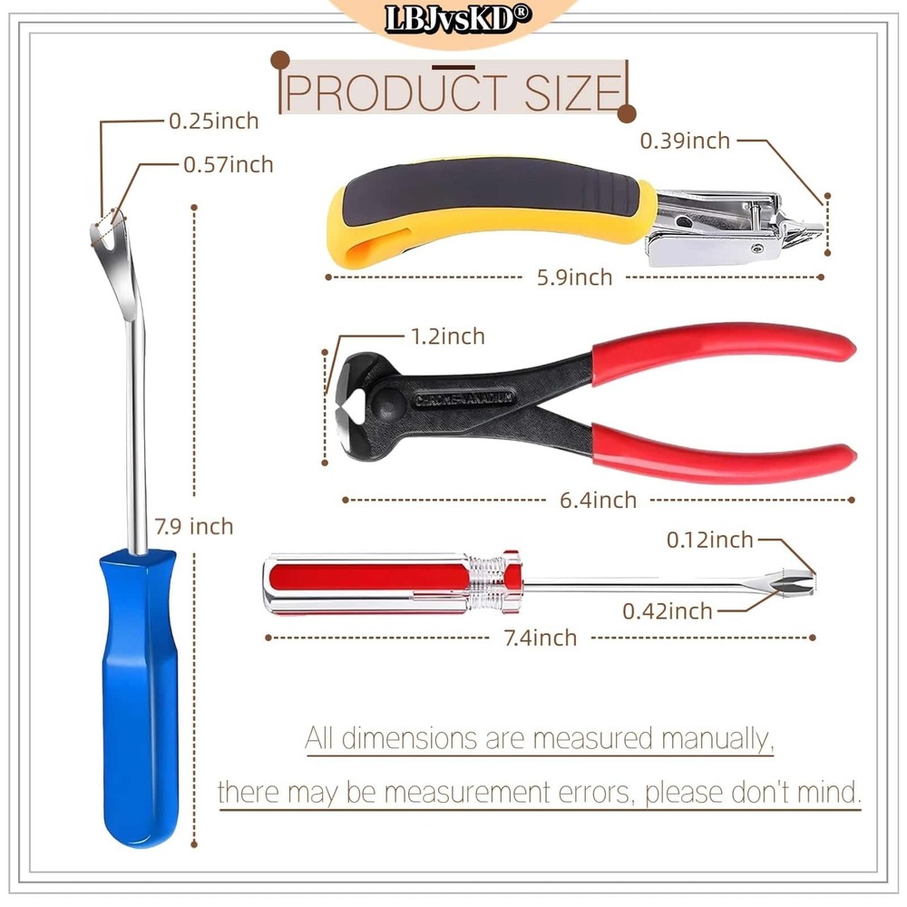 Upholstery Carpet Staple Remover and Nail Puller Remover Tool Set - Staple Pu...