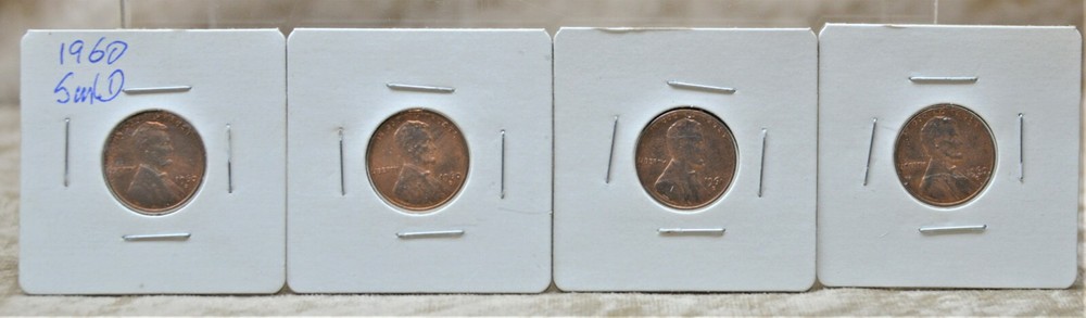 1960 SMALL D LINCOLN CENT 4 COINS Uncirculated