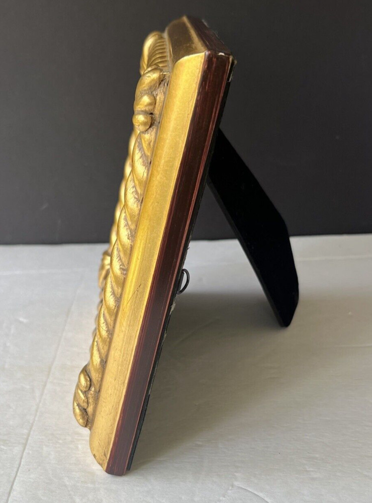 Artemis Square Gold Frame Mirror Tabletop or Wall Hanging 8.5" Scroll & Shell