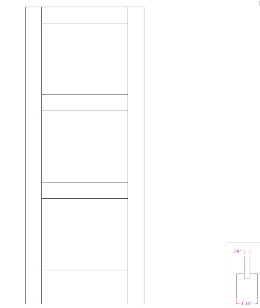Cherry 3 Panel Equal Mission Shaker Flat Panel Solid Core Interior Wood Doors