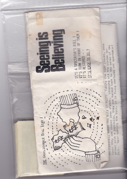 "VINTAGE" SEEING IS BELIEVING TORN BILL - GIMMICKS & SAMPLES - MAGIC TRICK