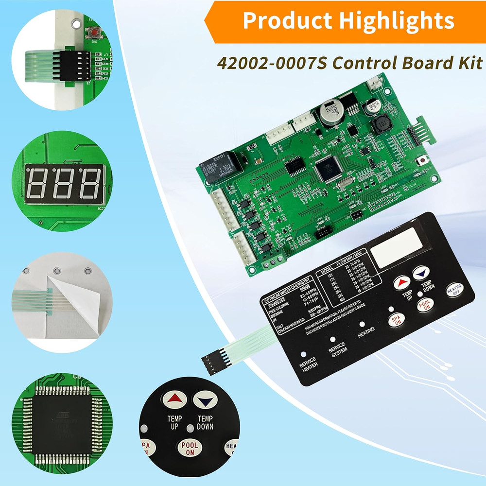 42002-0007S Control Board Kit Replacement for Pentair Mastertemp 200/250/300/400