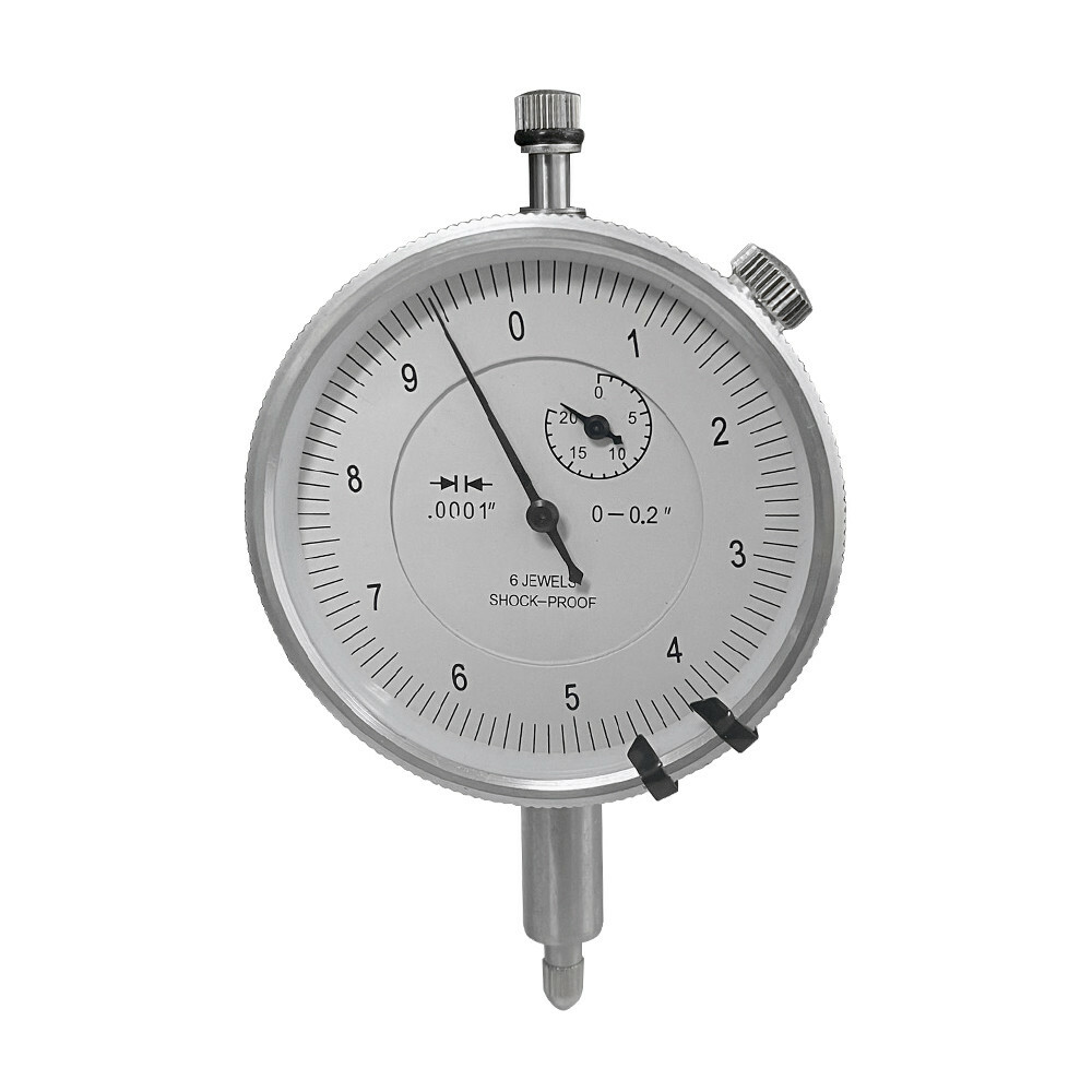 0.2" High Precision Dial Indicator, Shock-Proof, Lug Back, 0.0001'' Graduation