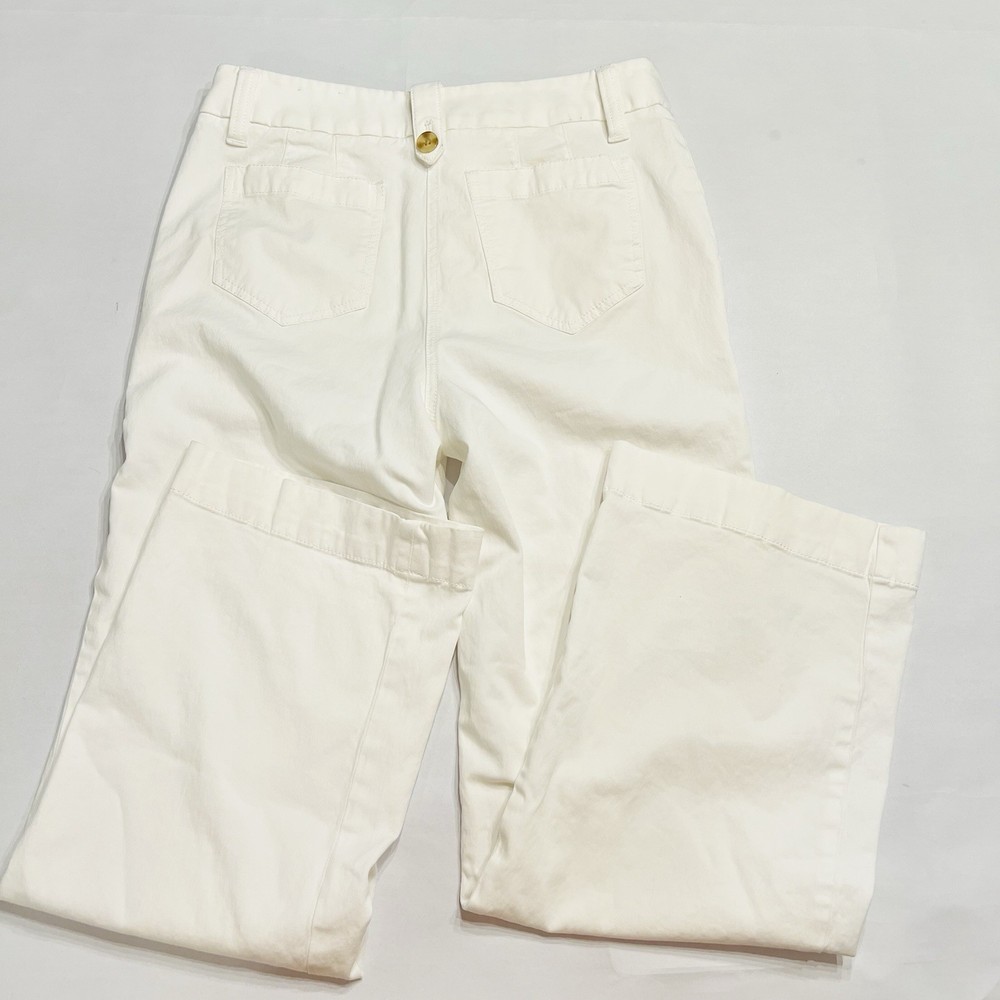 Talbots Women’s White 6 Wide Leg Pant Buttoned Belt Loop (A0132)