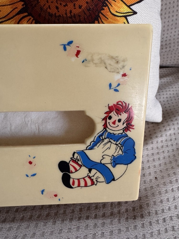 Vintage RARE Ames Raggedy Ann & Andy Plastic Tissue Box