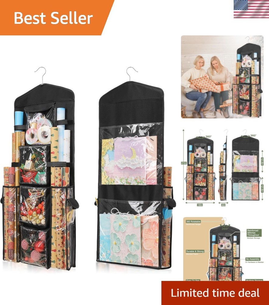 Wrapping Paper Storage, Gift Wrap Organizer Holder Double-Sided Hanging Gift ...