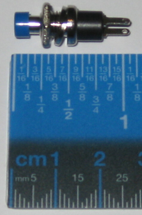 Momentary Blue Pushbutton Switch - Panel Mount - SPST N.O. - 1/4" Mounting Hole