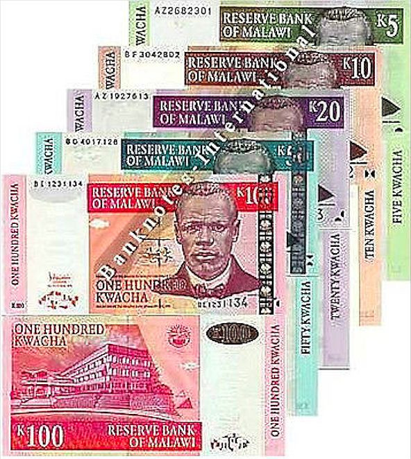 MALAWI 5 NOTE SET 5 10 20 50 100 KWACHA UNC
