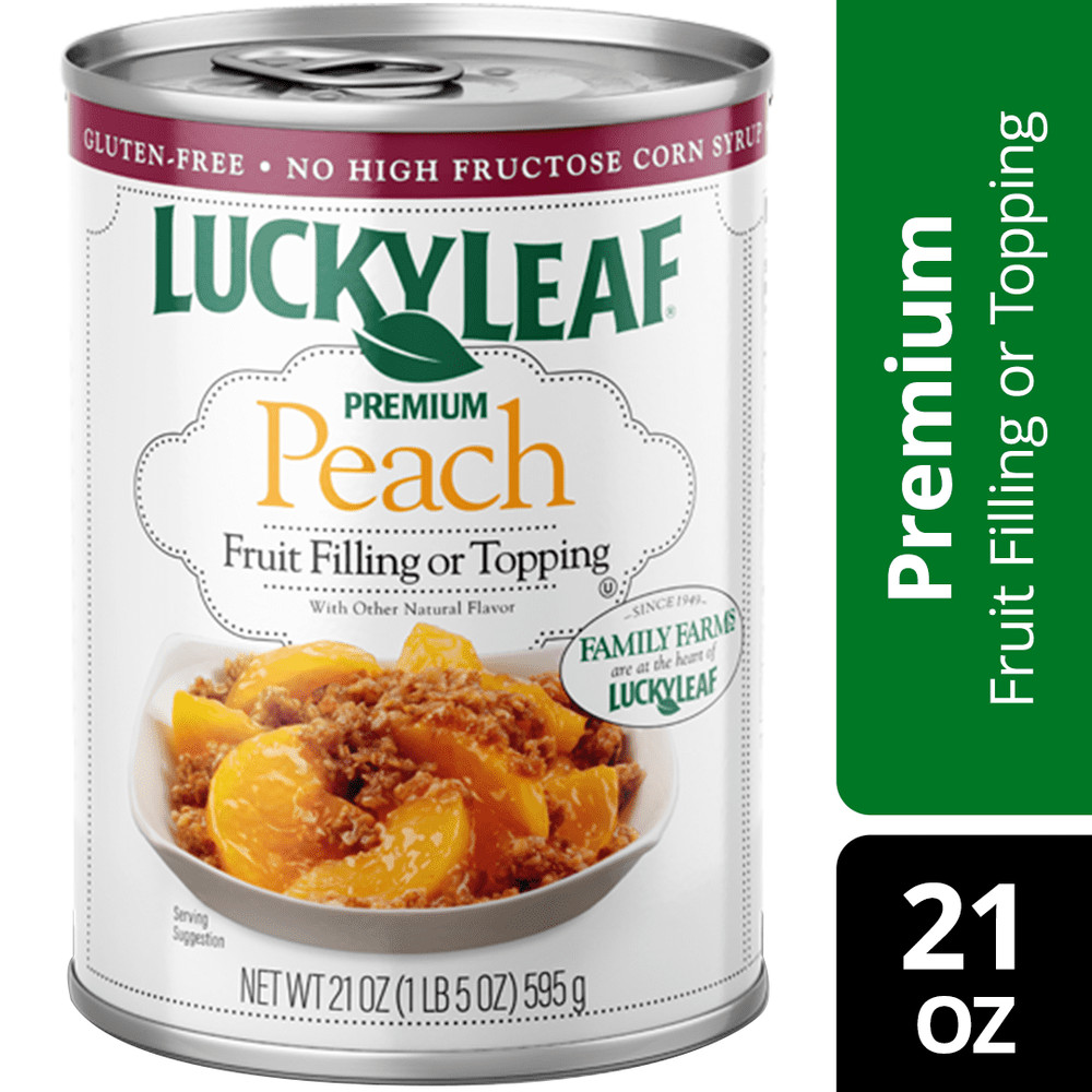 (4 pack) Lucky Leaf Premium Peach Fruit Filling & Topping, 21 oz