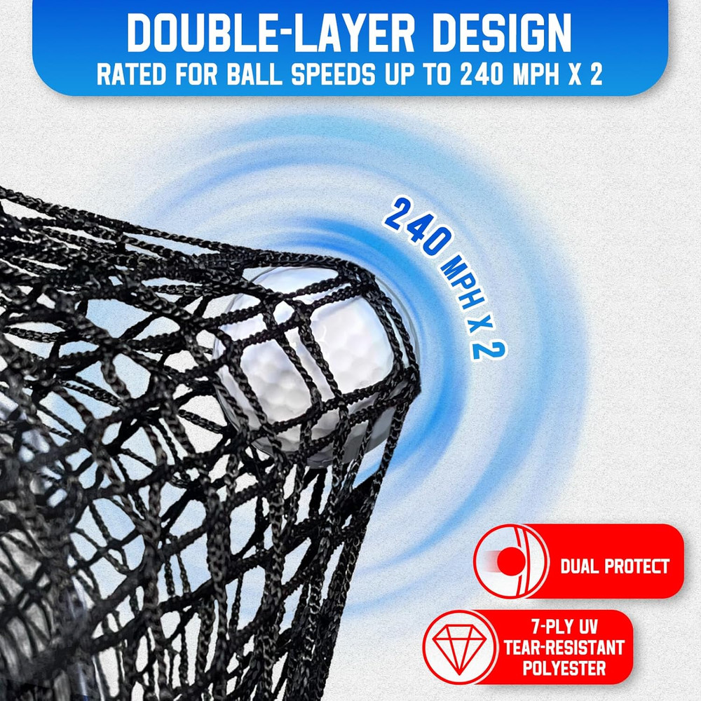 Golf Hitting Net with Extra Striking Net, 10X7Ft/7X7Ft Heavy Duty Golf Practice