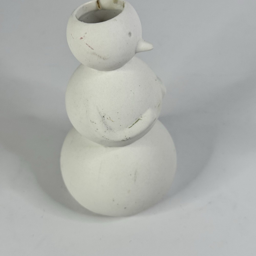Snowman Candle Holder All White Ceramic
