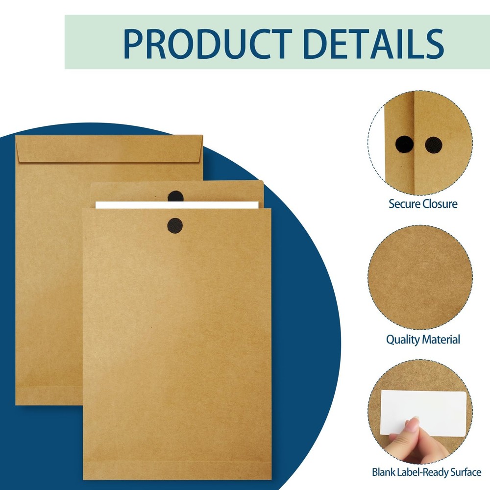 30 Pack Expandable Envelopes 13 x 9.4 Inch, Large Heavy-Duty Hook-and-Loop Fa...