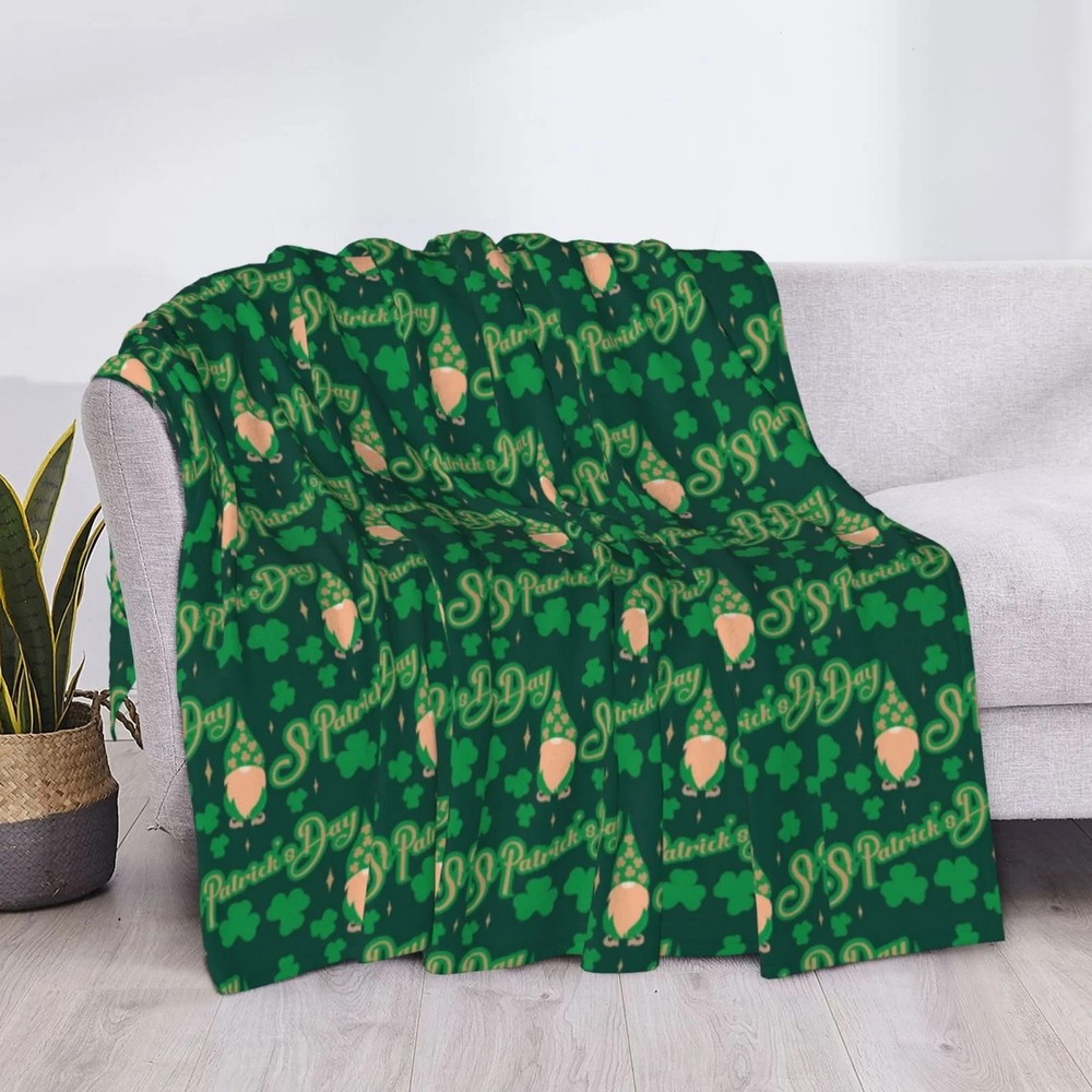 St. Patrick’s Day Green Irish US Sherpa Blanket Cozy Soft