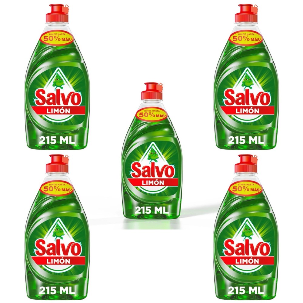 5X SALVO LIMÓN TRIPLE PODER 🇲🇽 Liquid Dish Soap, 215ml, 5 Pack