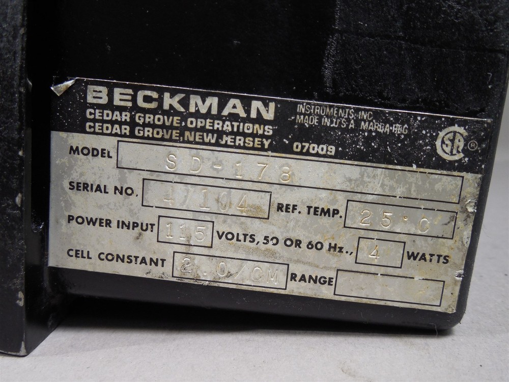 Beckman Solu-Bridge SD-178 Conductivity Controller - USED