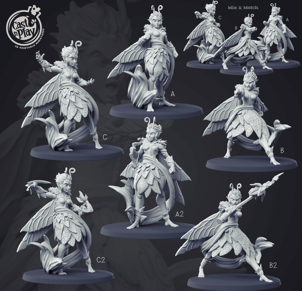 3D Printed Cast n Play - Forest Sprite Set 28mm 32mm D&D