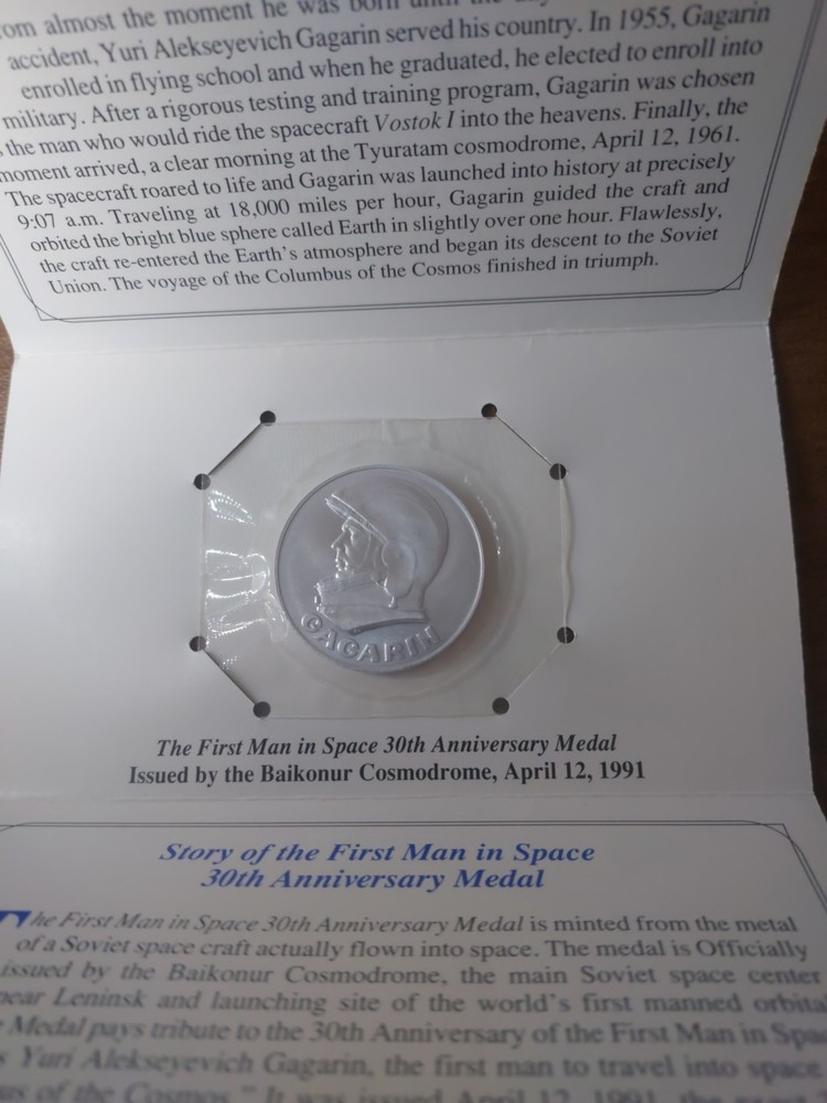 The First Man In Space 30th Anniversary Medal.