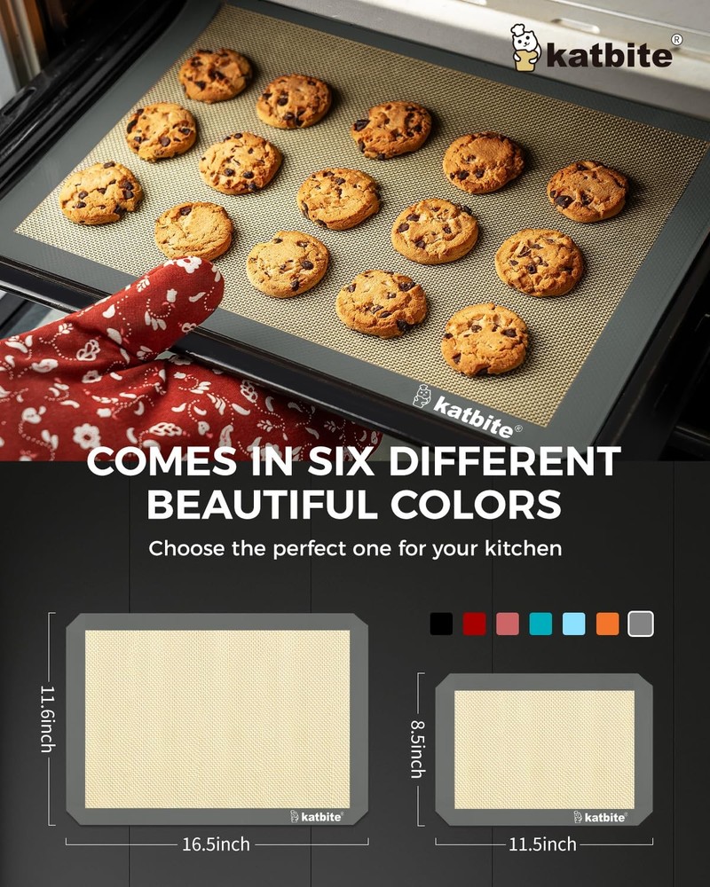 Silicone Baking Mat, Katbite Large Baking Mat Set of 32 Half Sheets Mats 11 5...