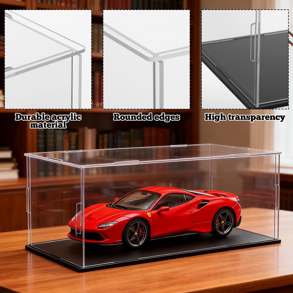 2 PCS Acrylic Model Car Display Case 1: 18 Scale Clear Display Boxes with Pla...