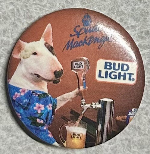 SPUD MACKENZIE Bud Light Beer Vintage Pin back Button
