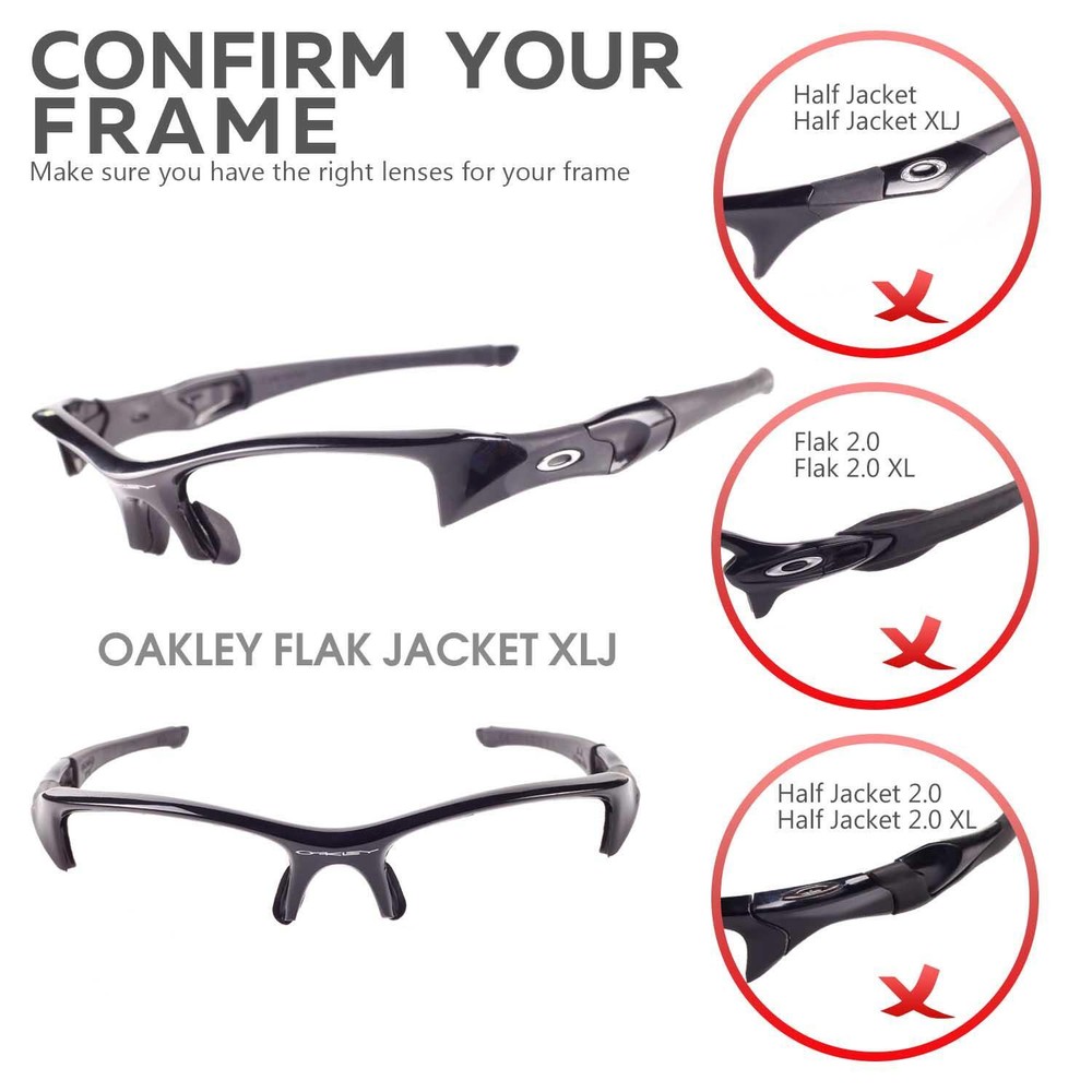 Walleva Mr.Shield Polarized Black Replacement Lenses for Oakley Flak Jacket XLJ