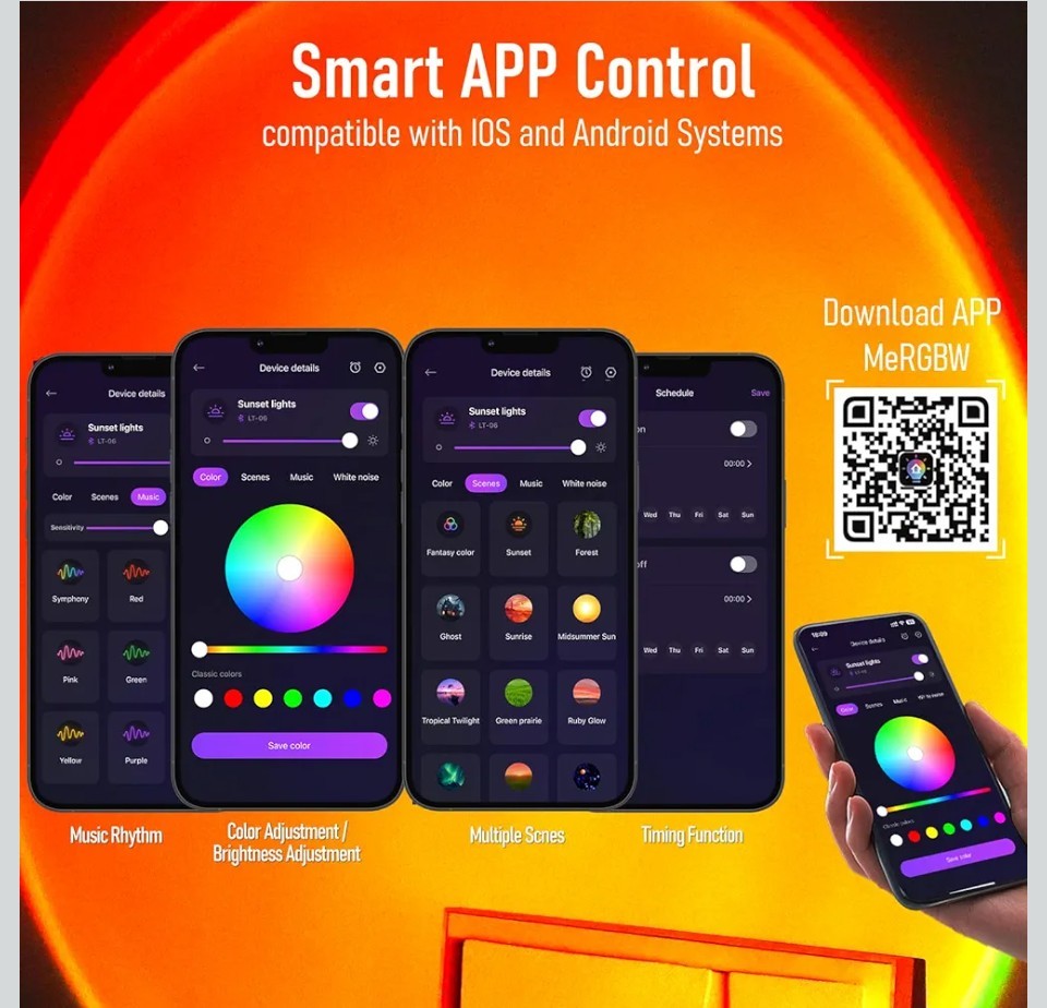 Sunset Lamp Projector with APP & Button Control,360° Magnetic Adjustable Head...