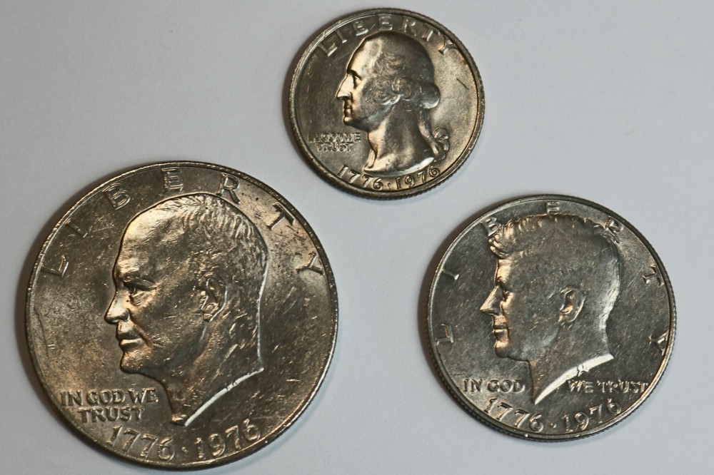 1976  Eisenhower Dollar  Kennedy Half Dollar & Washington  Quarter Bicentennial