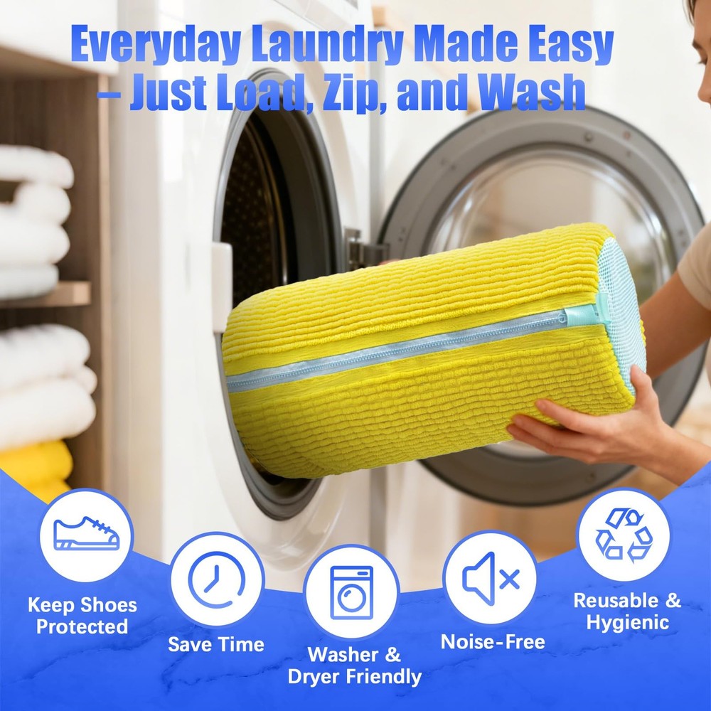 NexSphere Shoe Washing Machine Bag (2 Pack) – Reusable Yellow