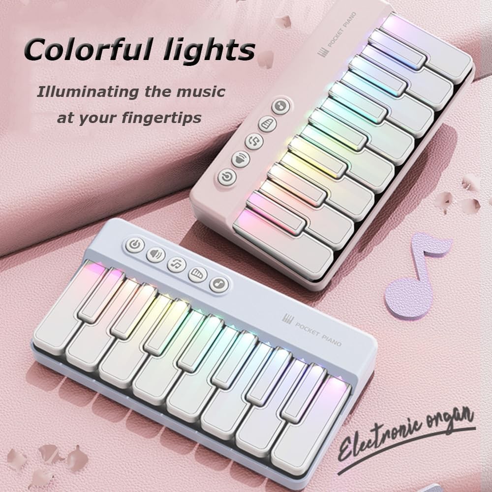 Portable Electronic Piano Keyboard 3 Different Tones Mini Light up Keys Mini