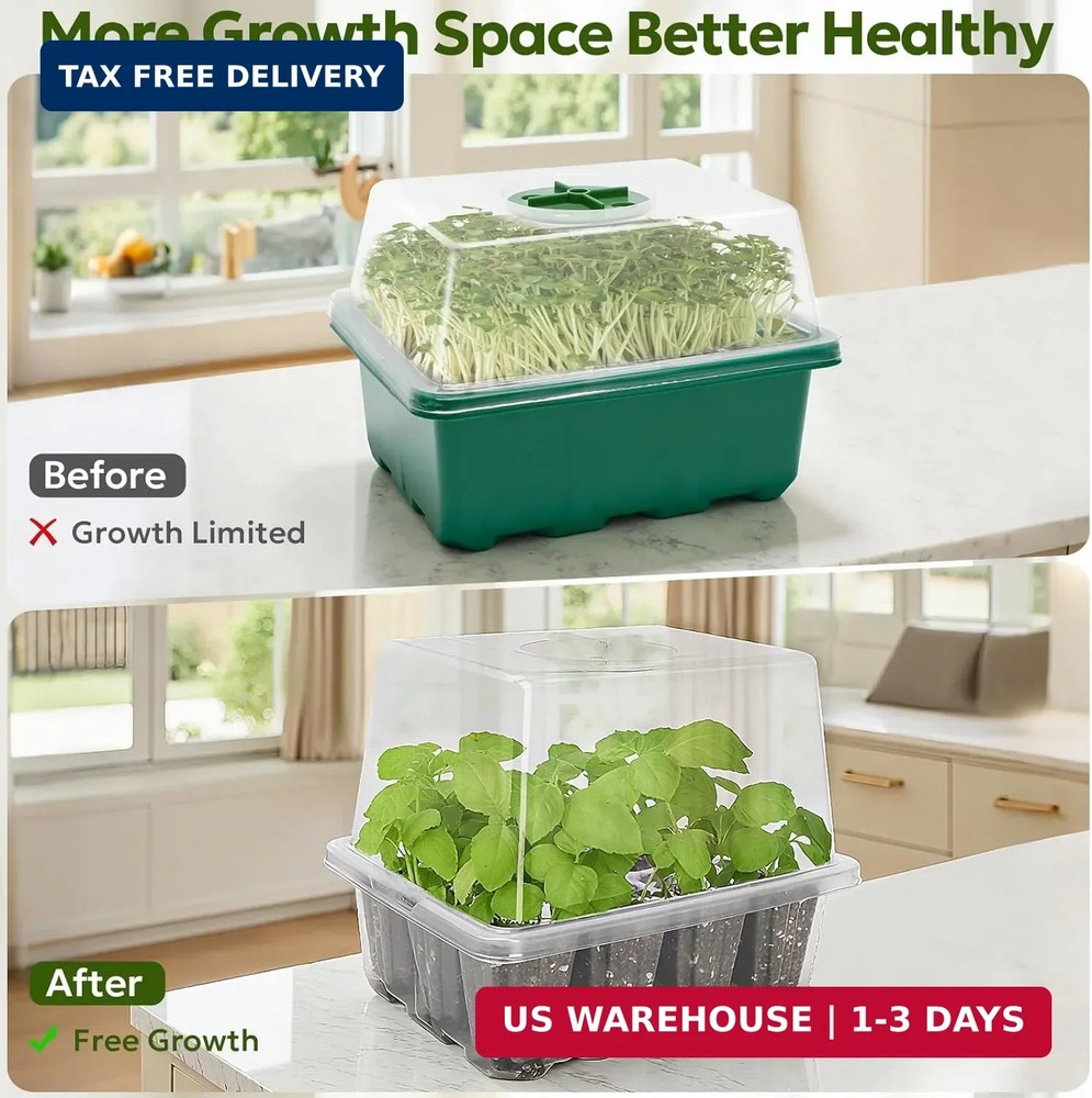 MIXC Seed Starter Kit with Grow Light, Elevated Seedling Tray Kit with Adjustabl