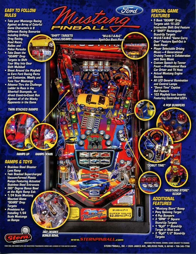 Mustang Stern Pinball Flyer / Brochure / Ad