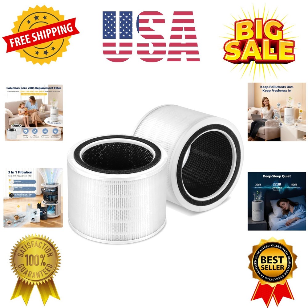 2 Pack Core 200S Replacement Filter, Compatible with LEVOIT Core 200S Core 20...