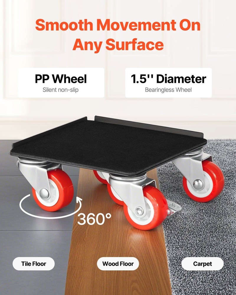 5-Wheel Home Moving Dolly 1200lb Capacity Strong Support