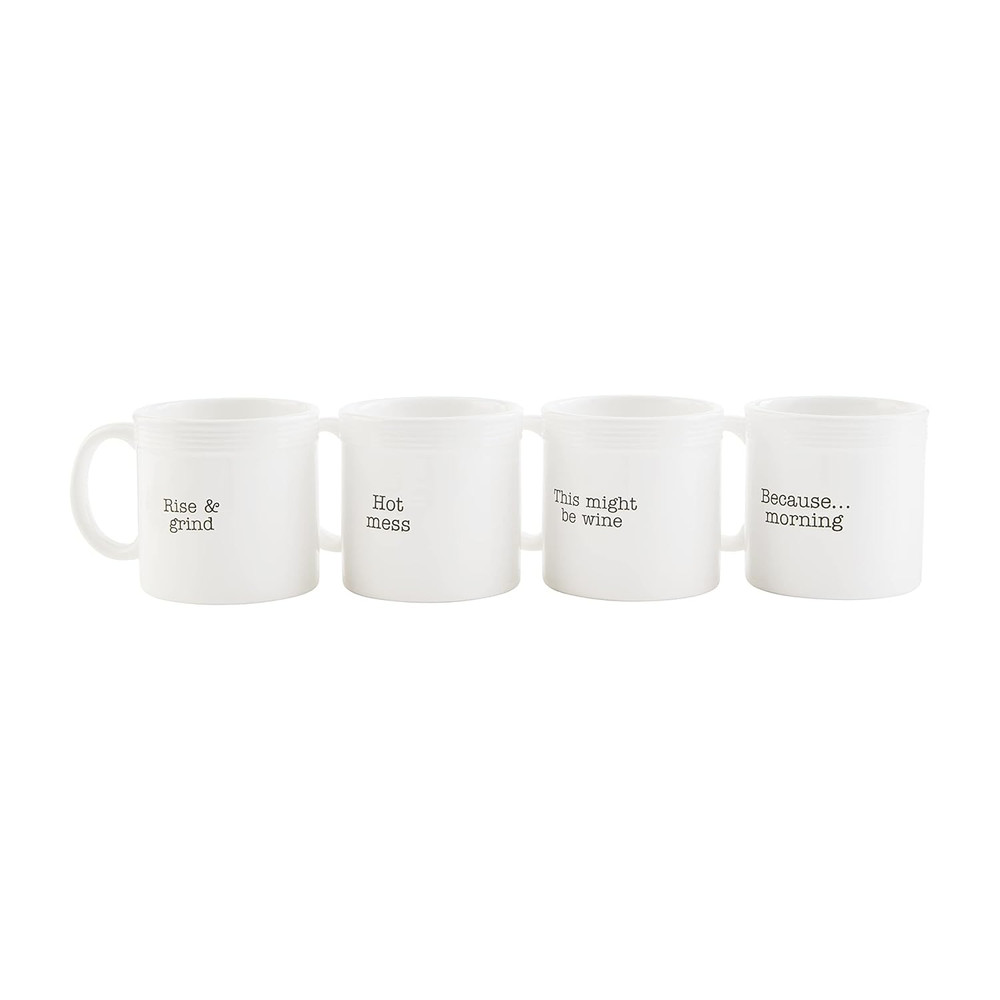 Mug Table for 4 Set, White, 12 Oz.