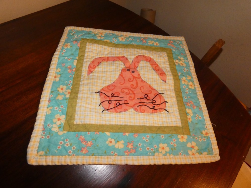 Bunny Applique Handmade Small Quilt Panel
