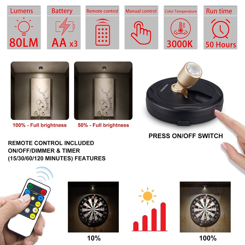 Spotlight Battery Operated, Wireless LED Puck Light, Dimmable Accent Spot Lig...
