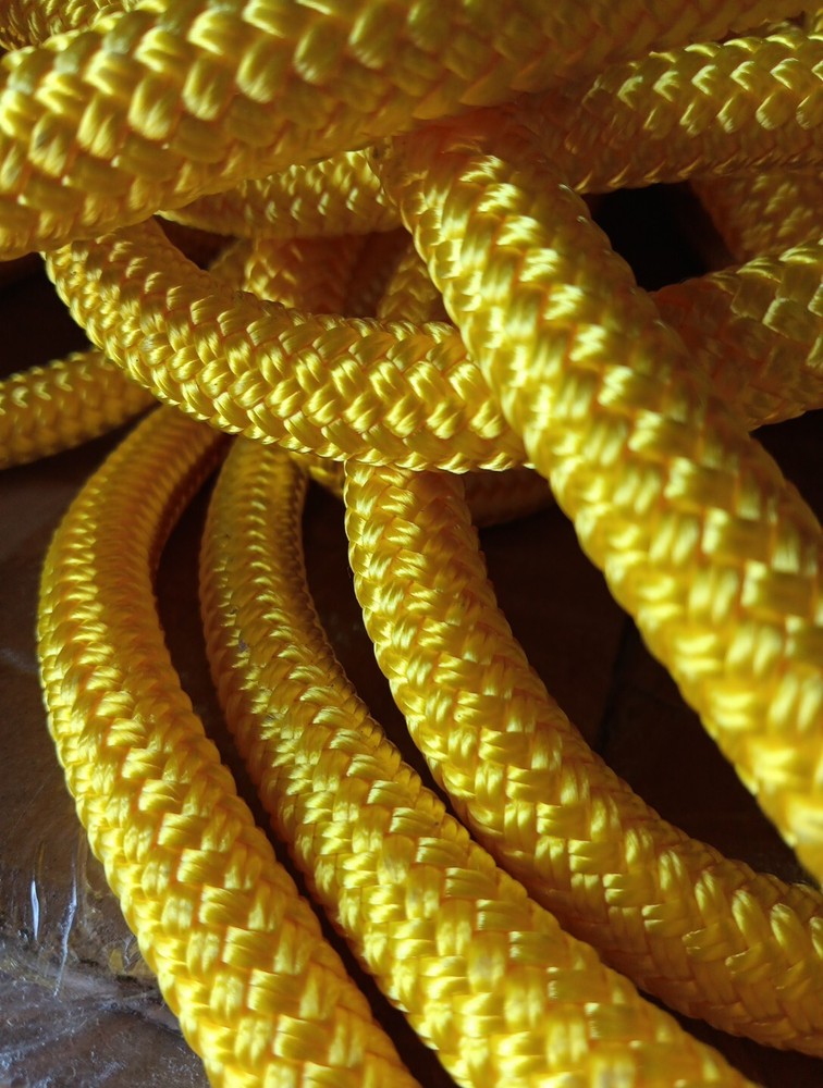9/16 x 100 ft. Double Braid-Yacht Braid Polyester Rope. Yellow