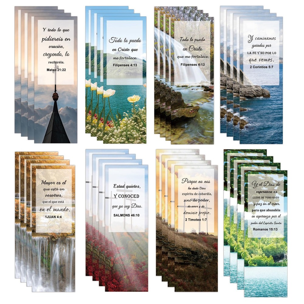 40 Pack Spanish Christian Bible Verse Bookmarks Religious Scripture Book Marks