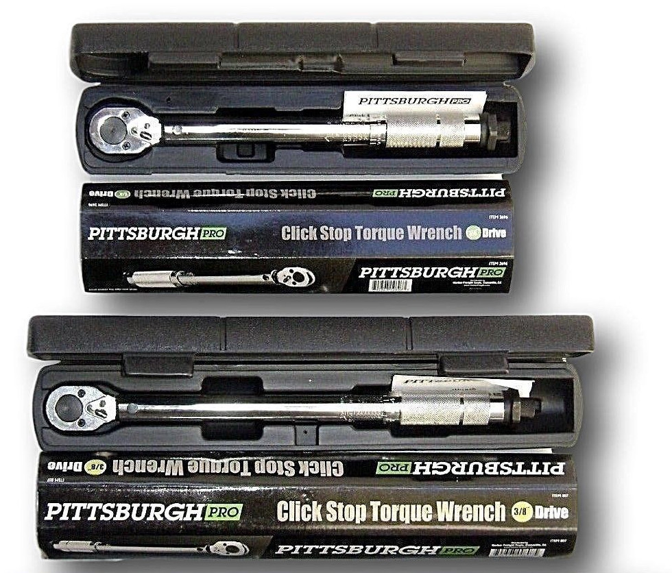 Torque Wrench Set of 2 1/4" 3/8" Drive Click Type Snap Socket