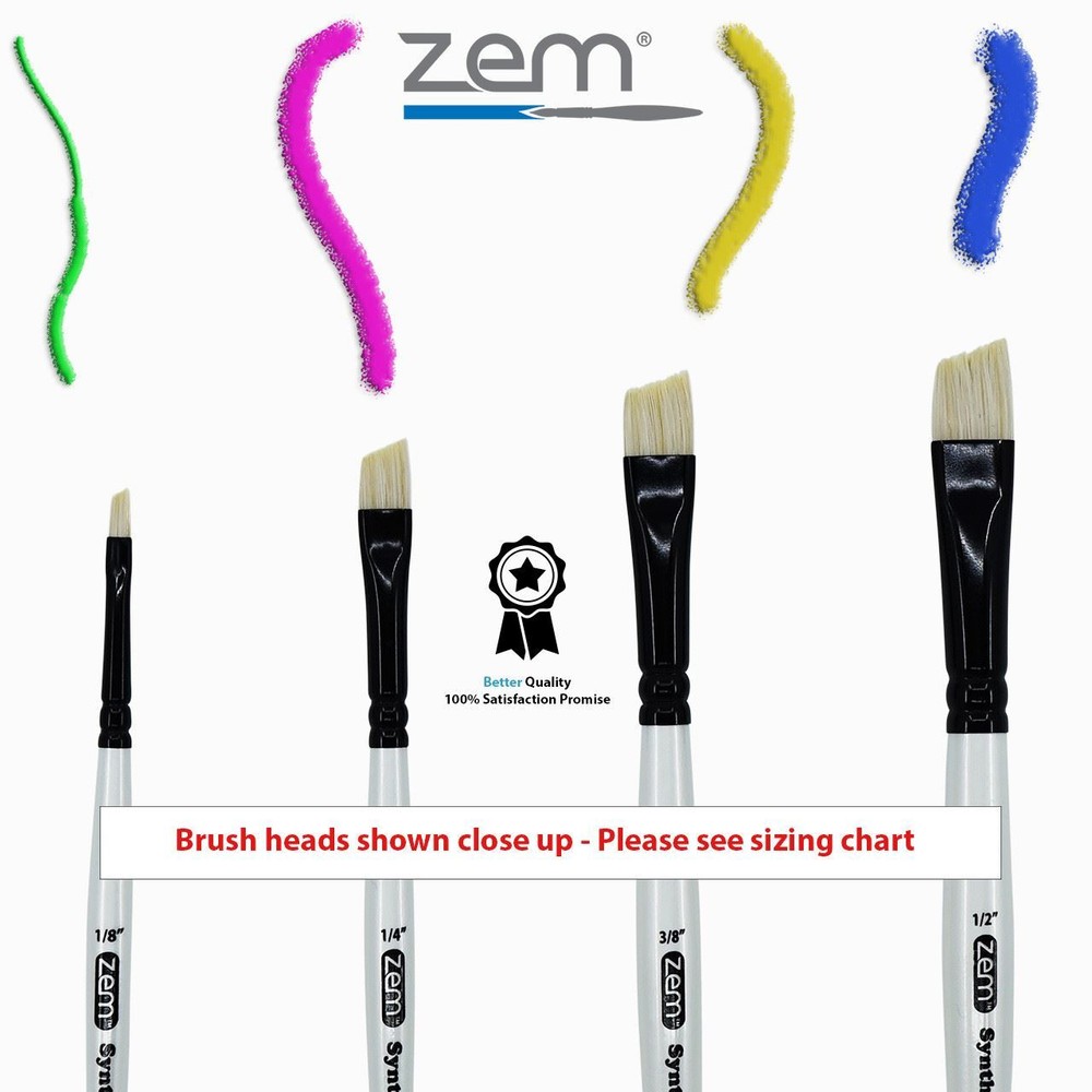 AS-231 White Bristle Synthetic Angles Brush Set 4 pcs