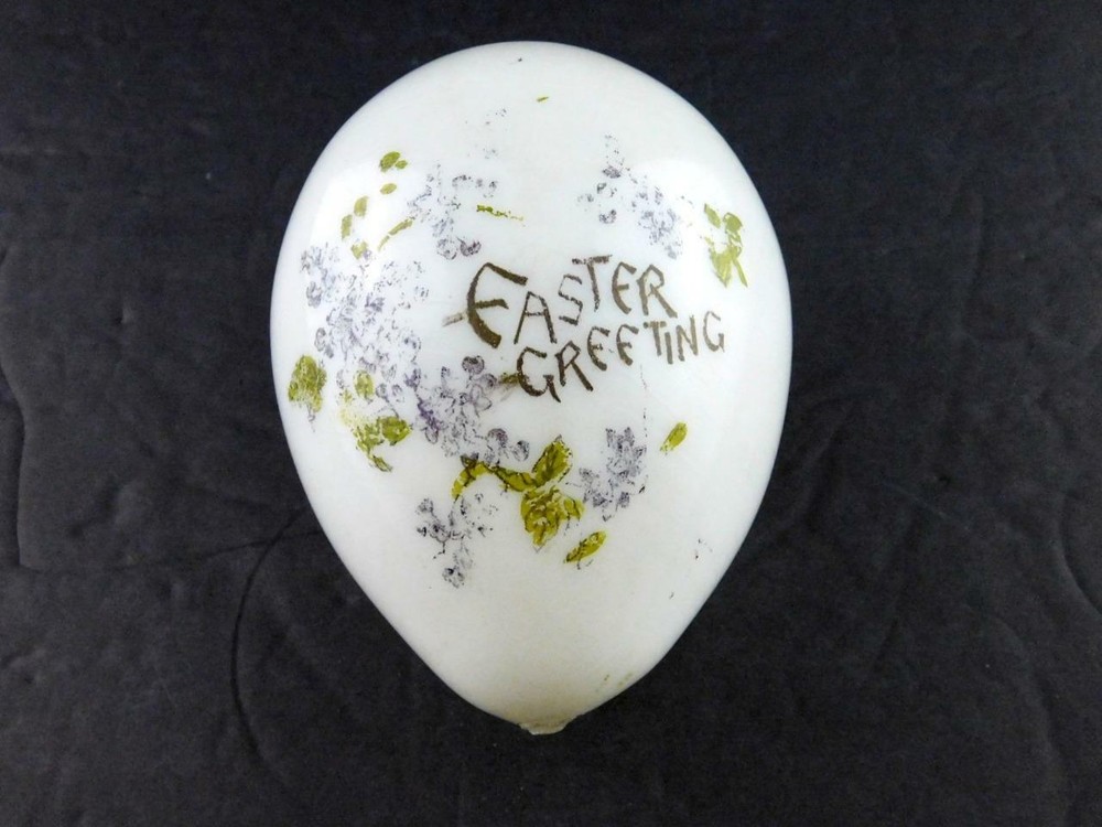 Easter Greeting Handblown Glass Easter Egg Floral Violet Handpainted GREAT VALUE