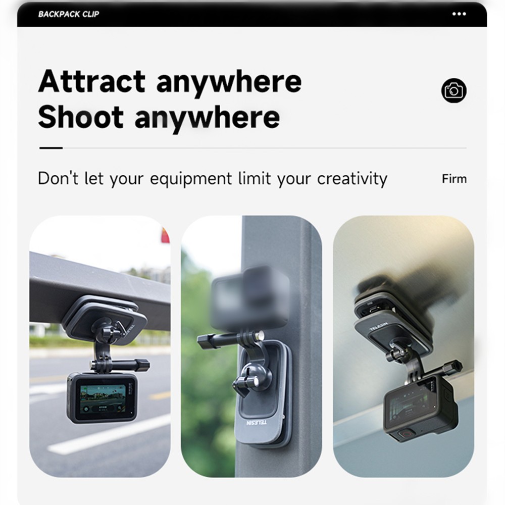 360° Adjustable Camera Magnetic Backpack Clip Universal Phone Clamp Mobile Mount