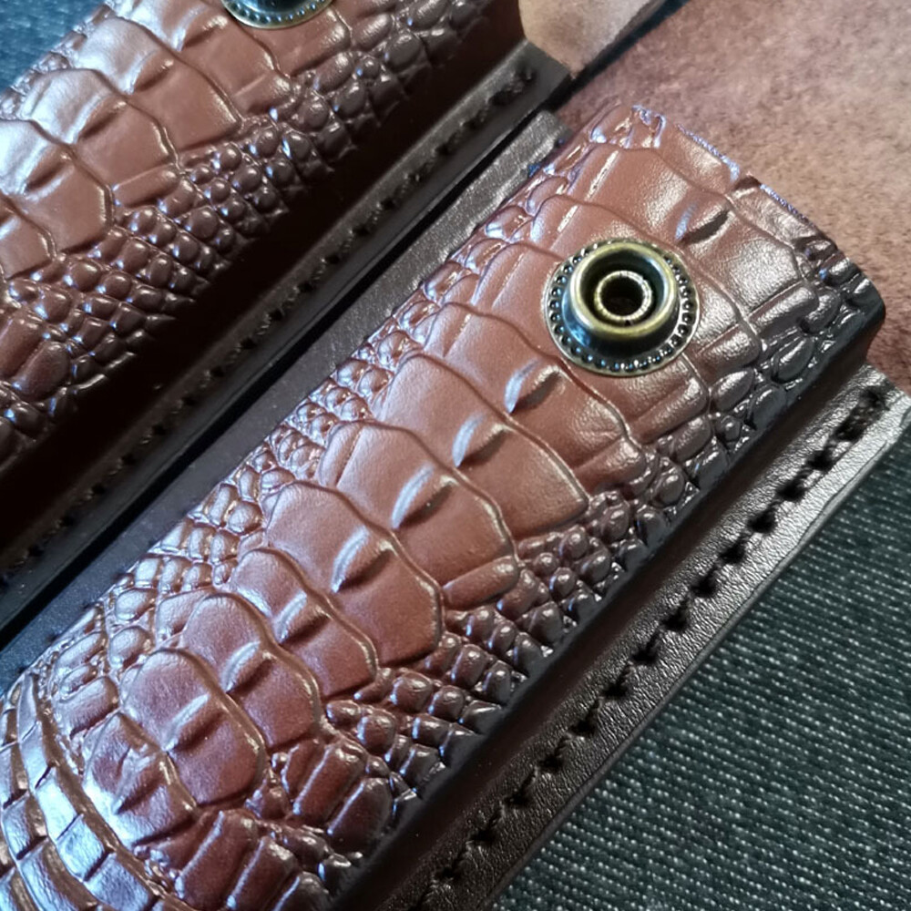 Brown Saddle Belt Sheath for folding pocket Knife trapper 1PC