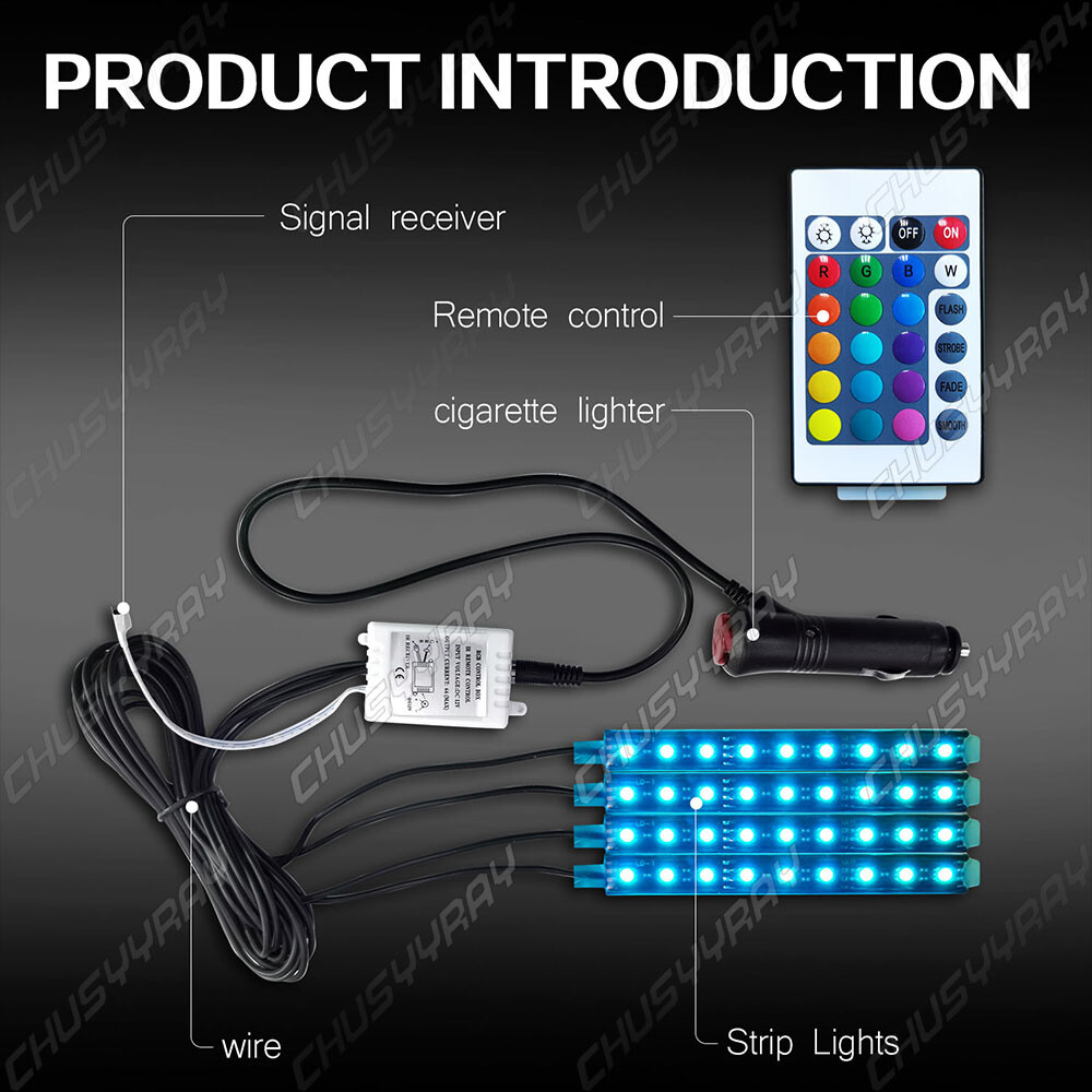 Car LED Strip Light Controller Car Interior cigarette lighter Atmosphere Lamp 4x