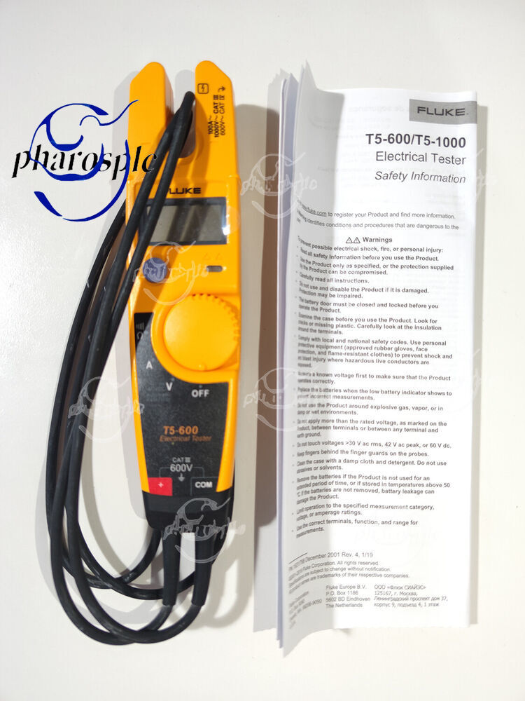 Fluke T5-600 Clamp Meter Continuity Current Electrical Tester