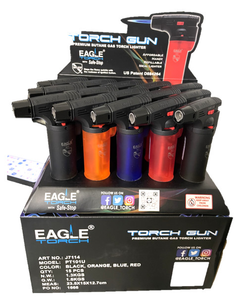 15 Pack Eagle Butane Jet Torch Gun Lighter Windproof Adjustable Flame Refillable