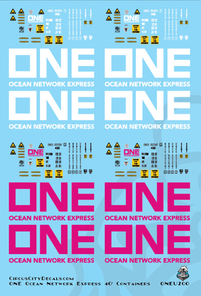 ONE Ocean Network Express 40' Intermodal Container Pink & White HO Scale